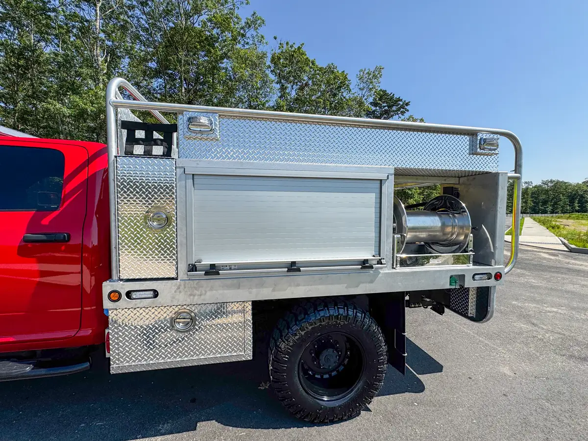 Open side access door view showing narrow vertical storage bay.
